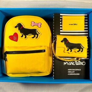 NIB Marc Tetro 3-Piece Daschund Set, Mini backpack, Wallet & Card Holder